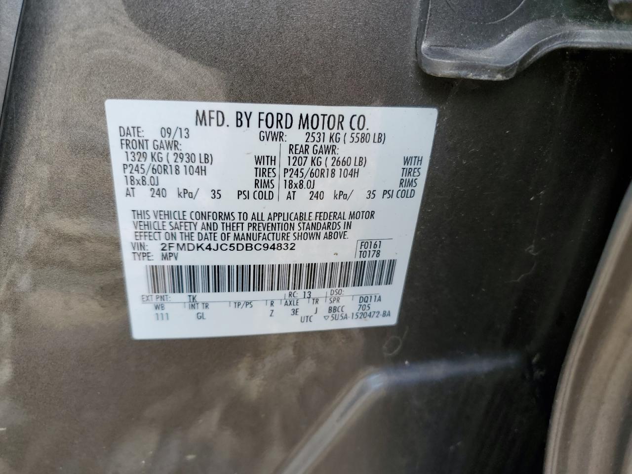 Photo 11 VIN: 2FMDK4JC5DBC94832 - FORD EDGE 