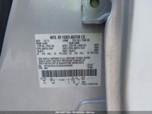 Photo 8 VIN: 2FMDK4JC5EBA08429 - FORD EDGE 