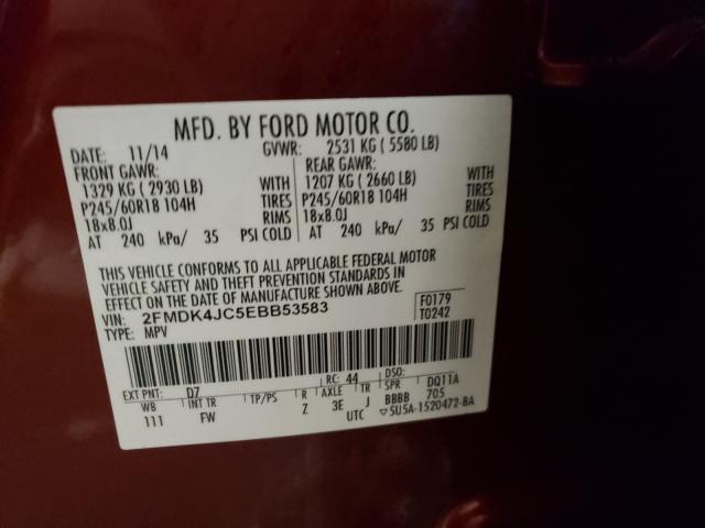 Photo 9 VIN: 2FMDK4JC5EBB53583 - FORD EDGE SEL 