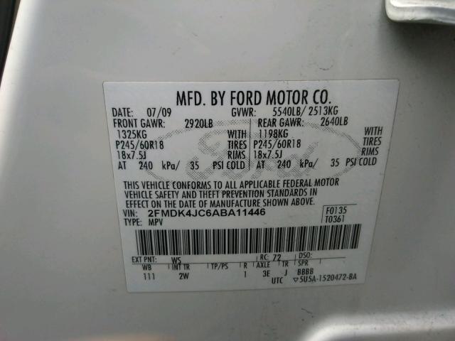 Photo 9 VIN: 2FMDK4JC6ABA11446 - FORD EDGE SEL 