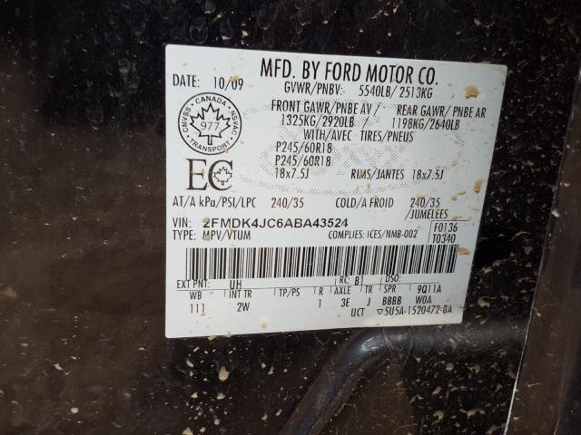 Photo 9 VIN: 2FMDK4JC6ABA43524 - FORD EDGE SEL 