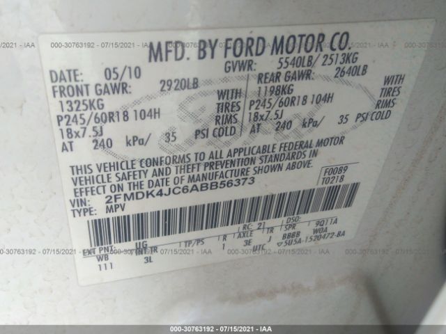 Photo 8 VIN: 2FMDK4JC6ABB56373 - FORD EDGE 