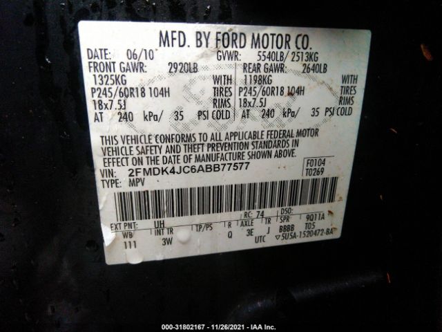 Photo 8 VIN: 2FMDK4JC6ABB77577 - FORD EDGE 