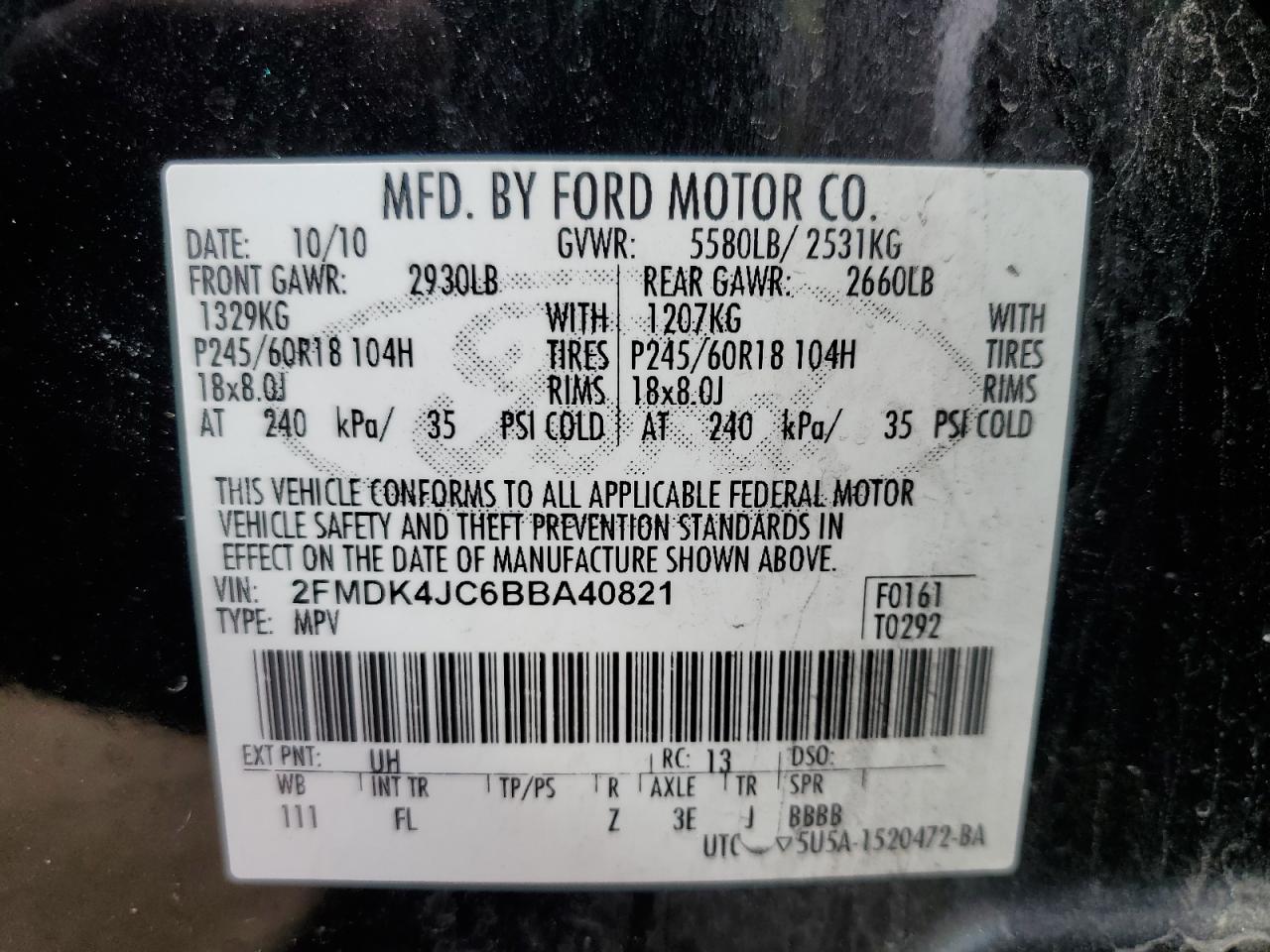 Photo 11 VIN: 2FMDK4JC6BBA40821 - FORD EDGE 