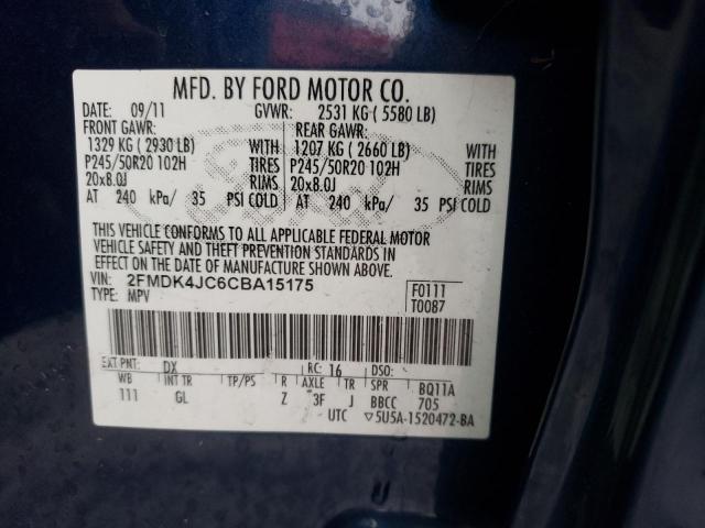 Photo 9 VIN: 2FMDK4JC6CBA15175 - FORD EDGE SEL 