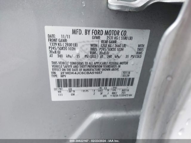 Photo 8 VIN: 2FMDK4JC6CBA51657 - FORD EDGE 