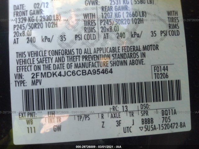 Photo 8 VIN: 2FMDK4JC6CBA95464 - FORD EDGE 