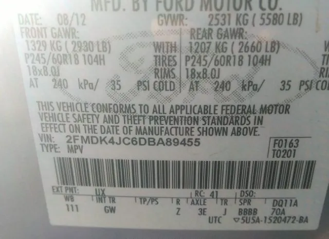 Photo 8 VIN: 2FMDK4JC6DBA89455 - FORD EDGE 