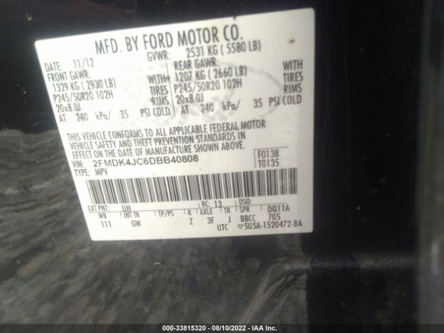 Photo 8 VIN: 2FMDK4JC6DBB40808 - FORD EDGE 