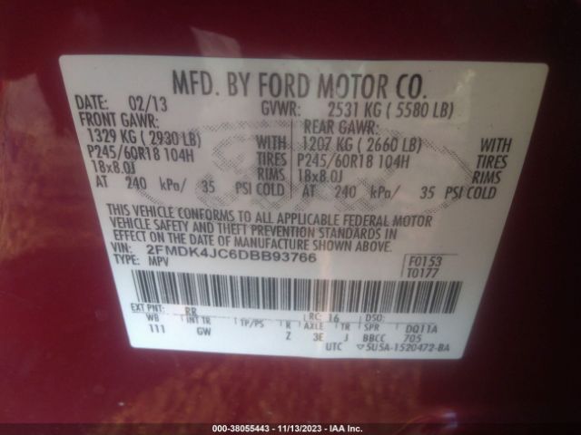 Photo 8 VIN: 2FMDK4JC6DBB93766 - FORD EDGE 