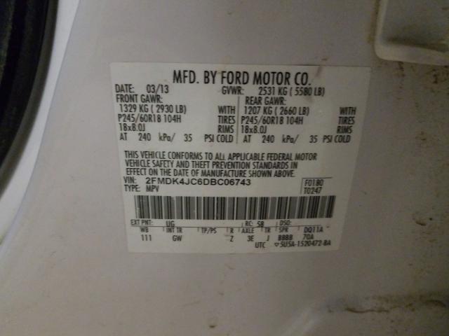 Photo 9 VIN: 2FMDK4JC6DBC06743 - FORD EDGE SEL 