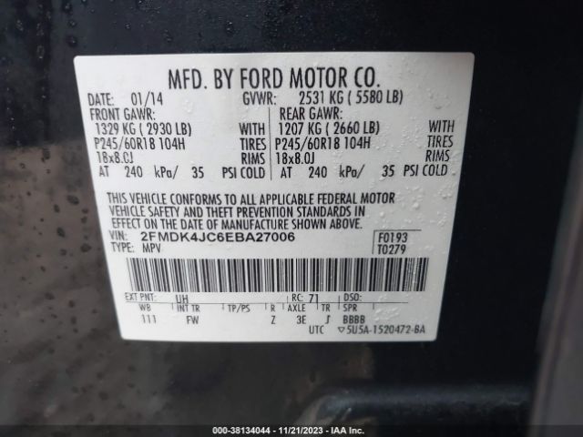 Photo 8 VIN: 2FMDK4JC6EBA27006 - FORD EDGE 