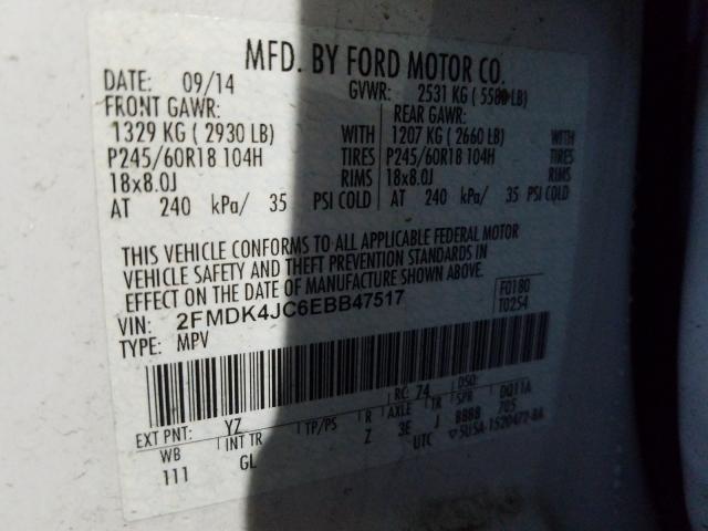 Photo 9 VIN: 2FMDK4JC6EBB47517 - FORD EDGE SEL 