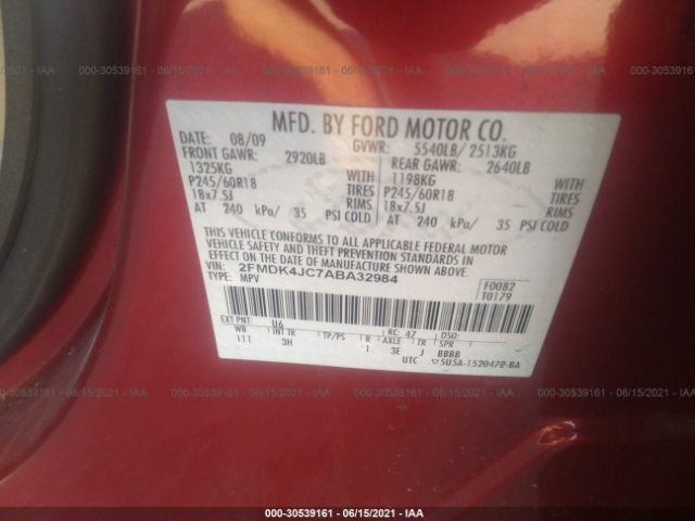 Photo 8 VIN: 2FMDK4JC7ABA32984 - FORD EDGE 