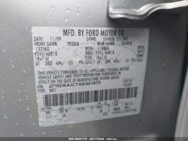 Photo 8 VIN: 2FMDK4JC7ABA61675 - FORD EDGE 