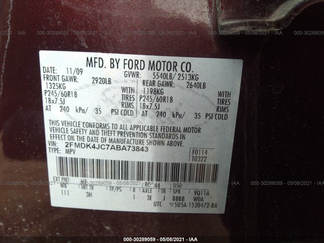 Photo 8 VIN: 2FMDK4JC7ABA73843 - FORD EDGE 