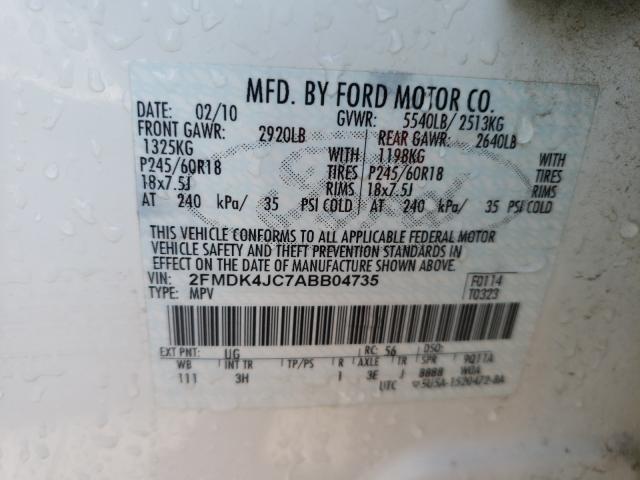 Photo 9 VIN: 2FMDK4JC7ABB04735 - FORD EDGE SEL 