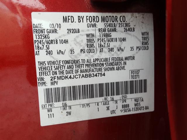 Photo 9 VIN: 2FMDK4JC7ABB34754 - FORD EDGE SEL 