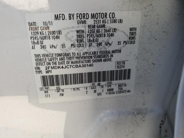 Photo 11 VIN: 2FMDK4JC7CBA30140 - FORD EDGE SEL 