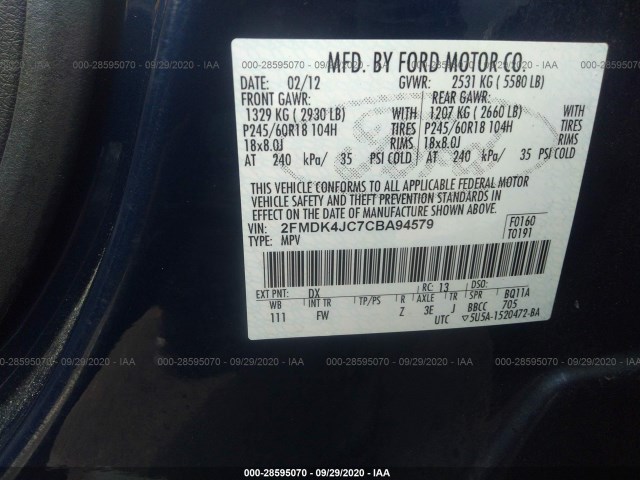 Photo 8 VIN: 2FMDK4JC7CBA94579 - FORD EDGE 