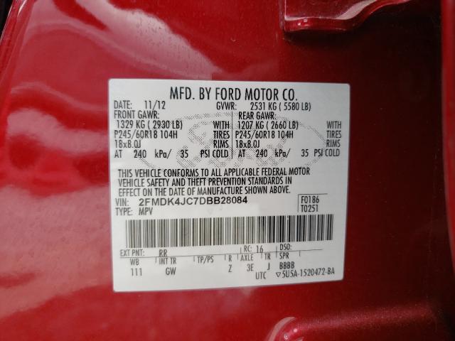 Photo 9 VIN: 2FMDK4JC7DBB28084 - FORD EDGE SEL 