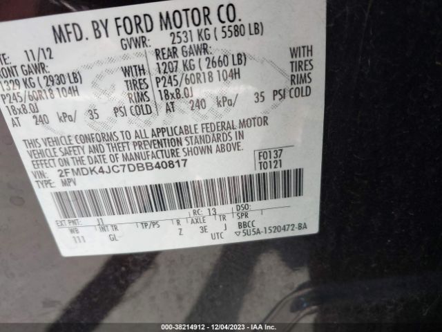 Photo 8 VIN: 2FMDK4JC7DBB40817 - FORD EDGE 