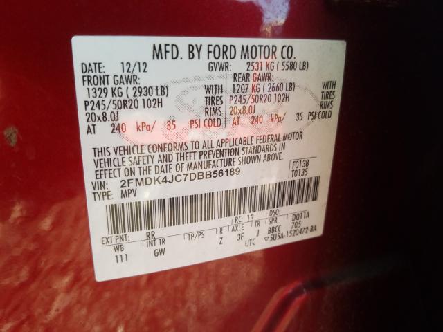 Photo 9 VIN: 2FMDK4JC7DBB56189 - FORD EDGE SEL 