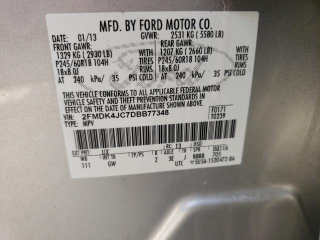 Photo 9 VIN: 2FMDK4JC7DBB77348 - FORD EDGE SEL 