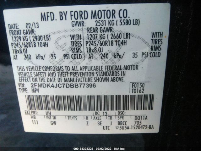 Photo 8 VIN: 2FMDK4JC7DBB77396 - FORD EDGE 