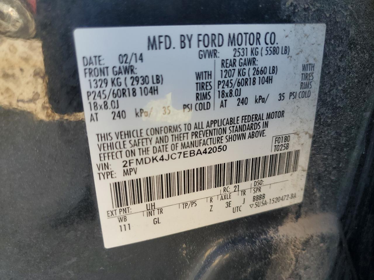 Photo 11 VIN: 2FMDK4JC7EBA42050 - FORD EDGE 