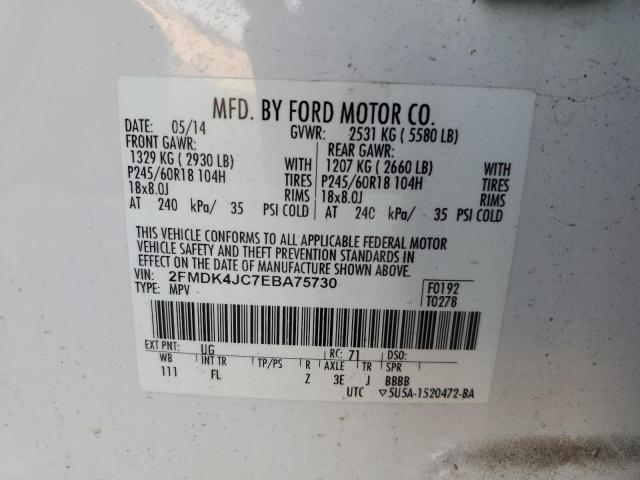 Photo 12 VIN: 2FMDK4JC7EBA75730 - FORD EDGE SEL 