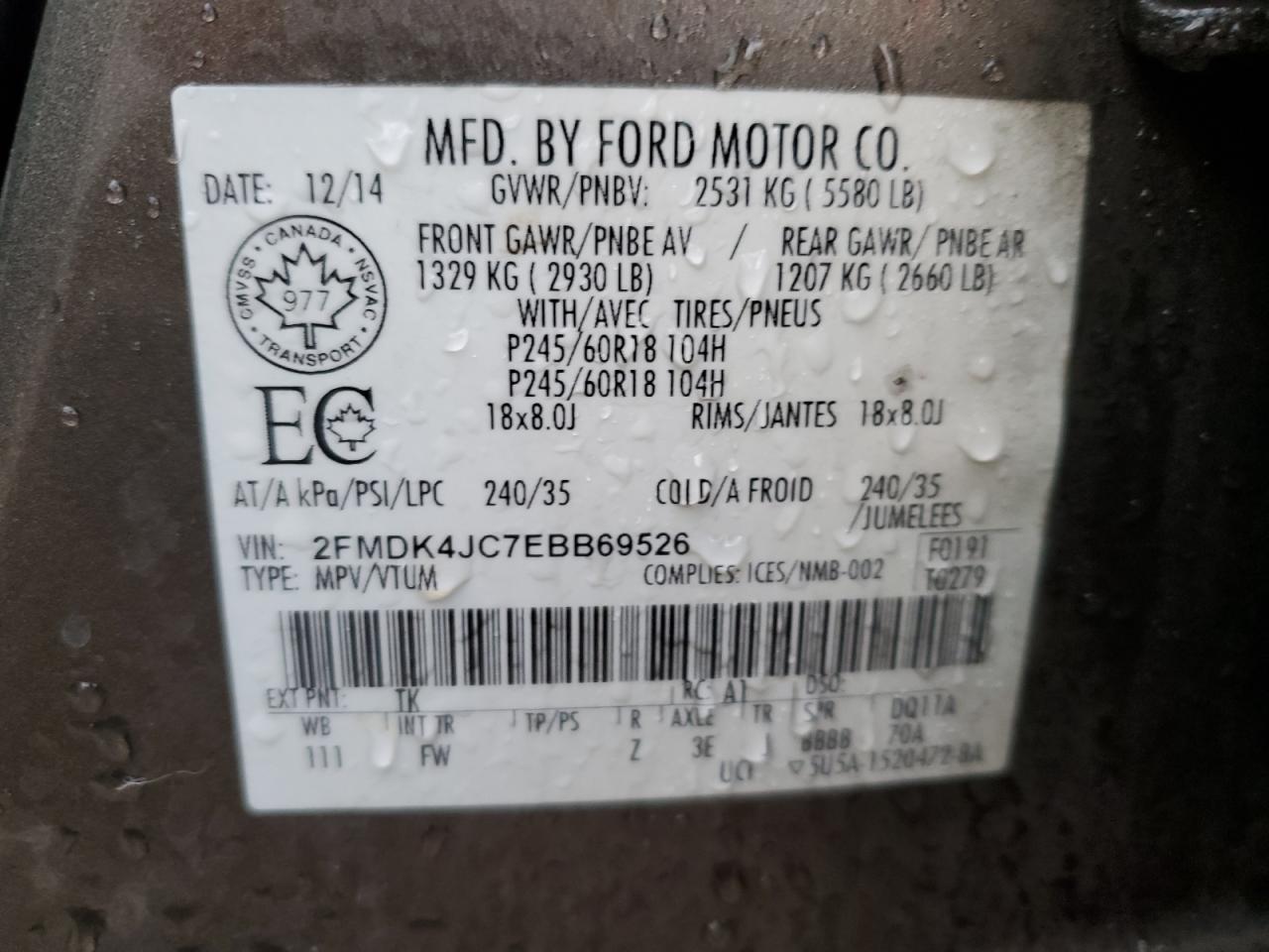 Photo 13 VIN: 2FMDK4JC7EBB69526 - FORD EDGE 