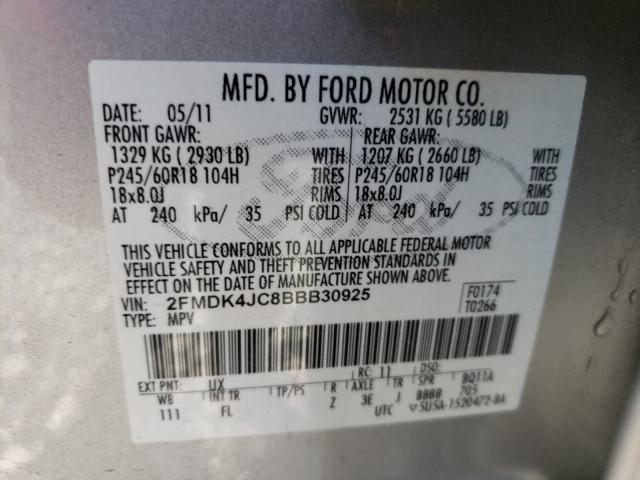 Photo 9 VIN: 2FMDK4JC8BBB30925 - FORD EDGE SEL 