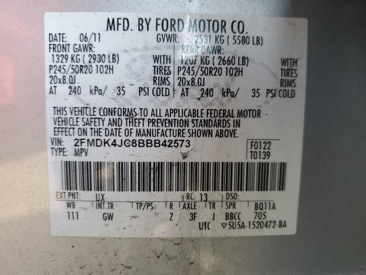 Photo 12 VIN: 2FMDK4JC8BBB42573 - FORD EDGE 