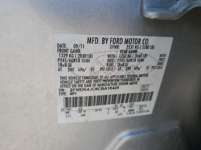 Photo 11 VIN: 2FMDK4JC8CBA16425 - FORD EDGE SEL 