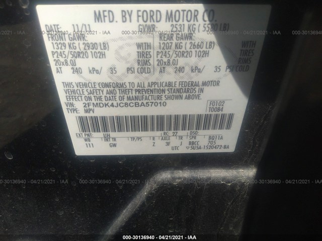 Photo 8 VIN: 2FMDK4JC8CBA57010 - FORD EDGE 