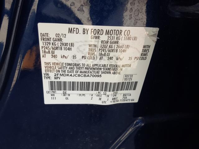 Photo 9 VIN: 2FMDK4JC8CBA70095 - FORD EDGE SEL 