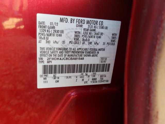 Photo 9 VIN: 2FMDK4JC8CBA81548 - FORD EDGE SEL 