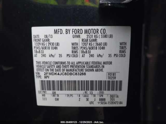 Photo 8 VIN: 2FMDK4JC8DBC83288 - FORD EDGE 