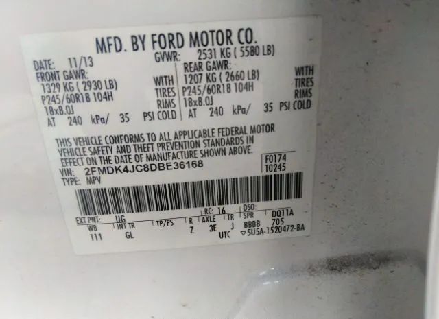 Photo 8 VIN: 2FMDK4JC8DBE36168 - FORD EDGE 