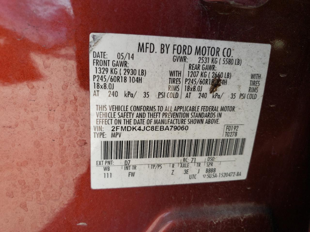 Photo 13 VIN: 2FMDK4JC8EBA79060 - FORD EDGE 