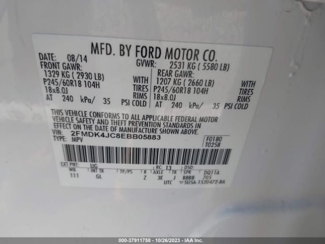 Photo 8 VIN: 2FMDK4JC8EBB05883 - FORD EDGE 