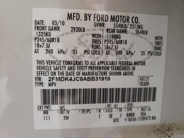 Photo 9 VIN: 2FMDK4JC9ABB31919 - FORD EDGE SEL 