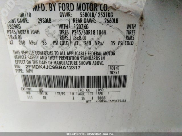 Photo 8 VIN: 2FMDK4JC9BBA12317 - FORD EDGE 