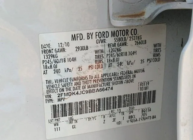 Photo 8 VIN: 2FMDK4JC9BBA66474 - FORD EDGE 