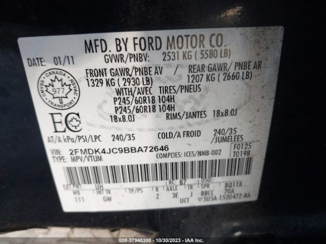 Photo 8 VIN: 2FMDK4JC9BBA72646 - FORD EDGE 