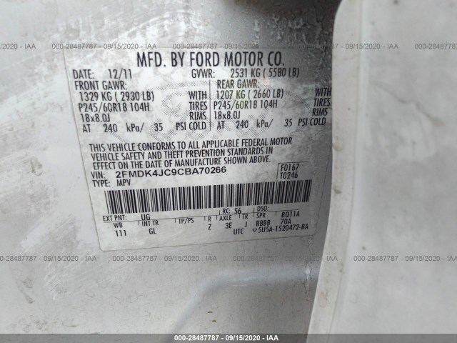 Photo 8 VIN: 2FMDK4JC9CBA70266 - FORD EDGE 