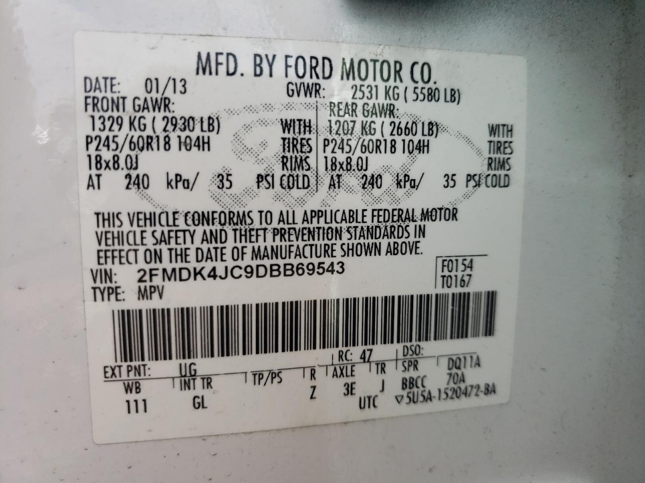 Photo 11 VIN: 2FMDK4JC9DBB69543 - FORD EDGE 