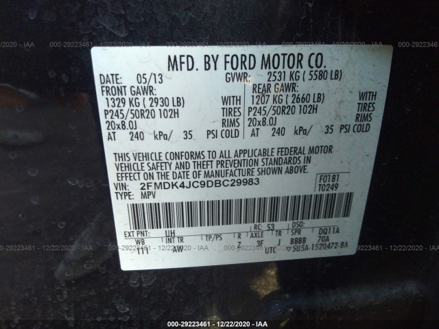 Photo 8 VIN: 2FMDK4JC9DBC29983 - FORD EDGE 