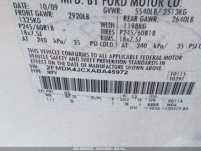 Photo 8 VIN: 2FMDK4JCXABA45972 - FORD EDGE 